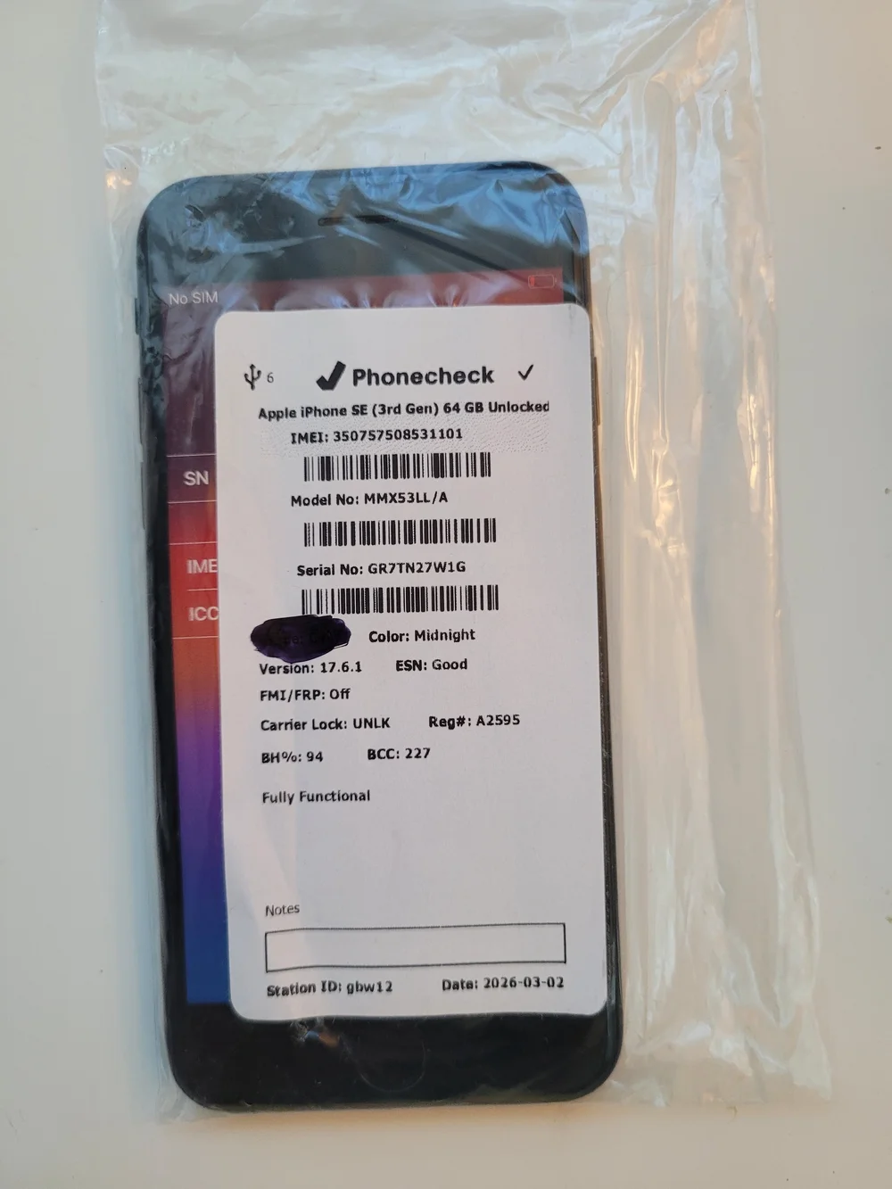 Apple iPhone SE 3rd Gen 64 Gb Used Black **AJ**
